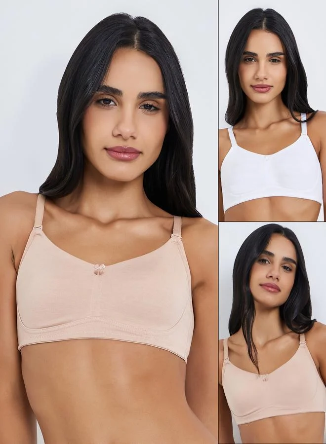 ستايلي مجموعة من 2 - حمالات صدر قطنية تغطية كاملة